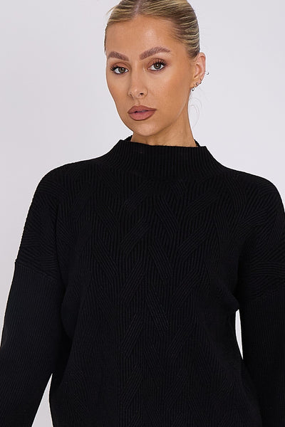 Black Knit Pattern Jumper