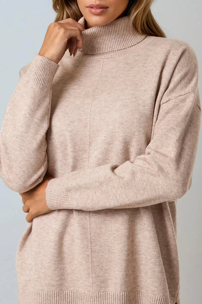 Mocha Knitted Roll Neck Jumper & Trouser Set