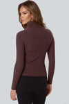 Brown Roll Neck Ribbed Jumper