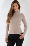 Stone Ribbed Roll Neck Jumper