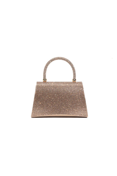 Rose Gold Glitter Top Handle Evening Bag