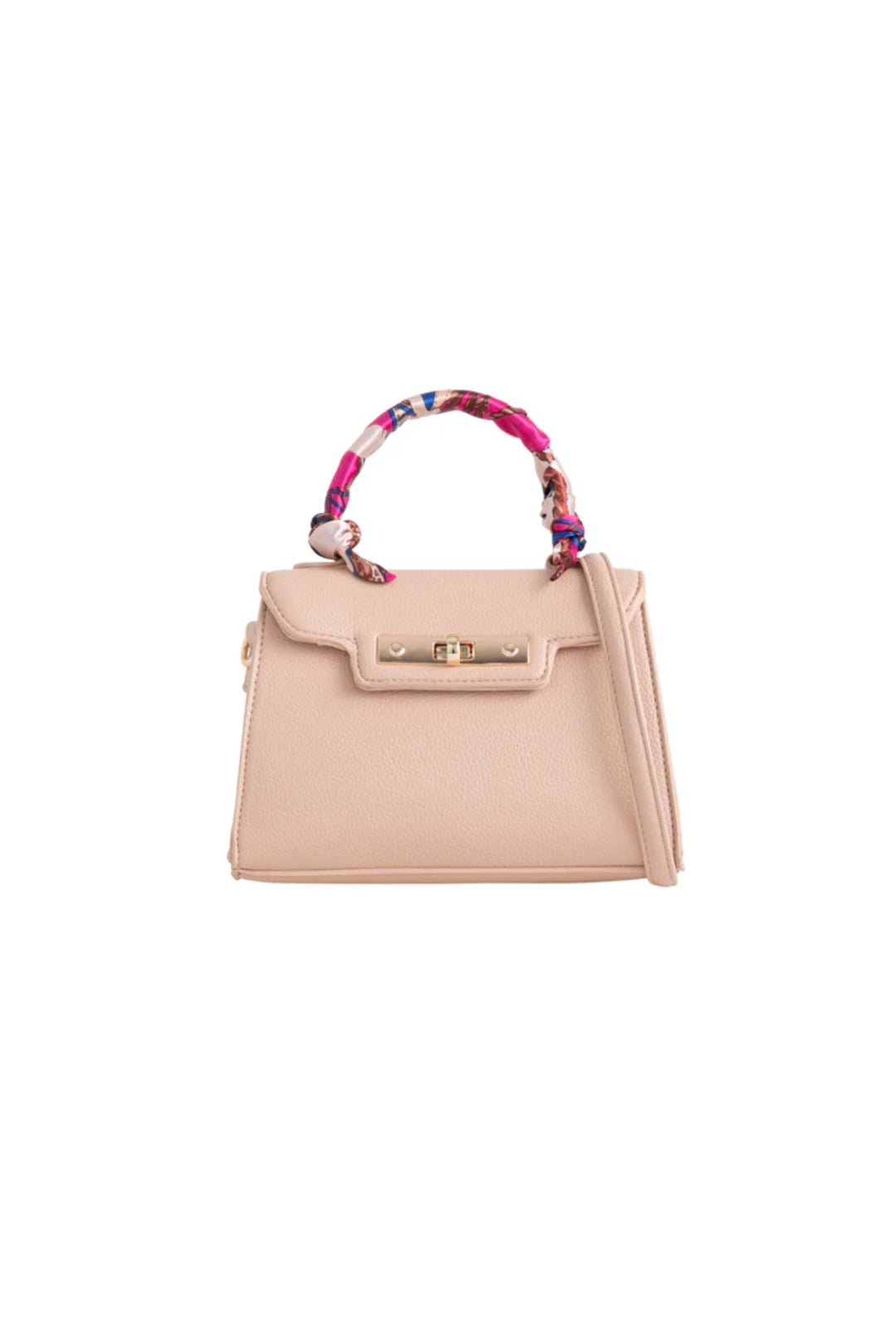 Nude Satin Top Handle Handbag