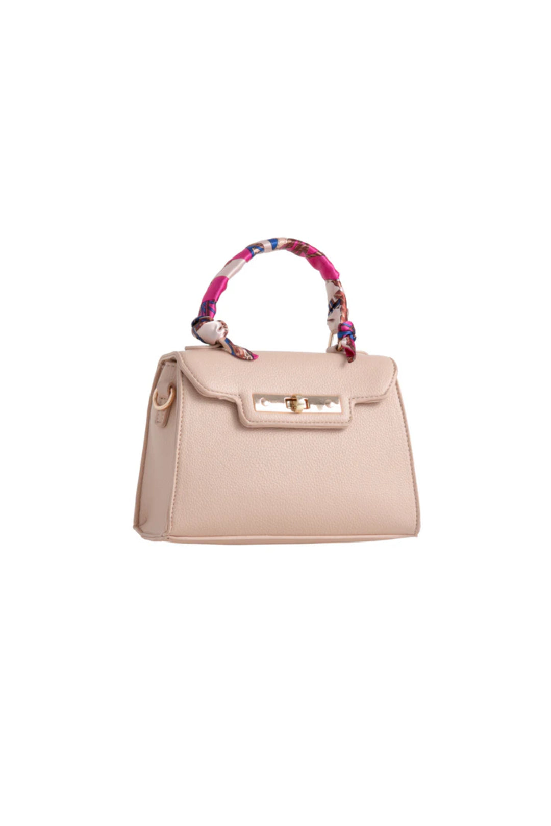 Nude Satin Top Handle Handbag