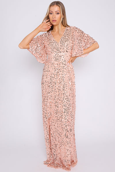 Rose Gold Sequin Maxi Dress