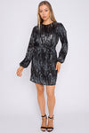 Elle Black Silver Sequin Long Sleeve Dress