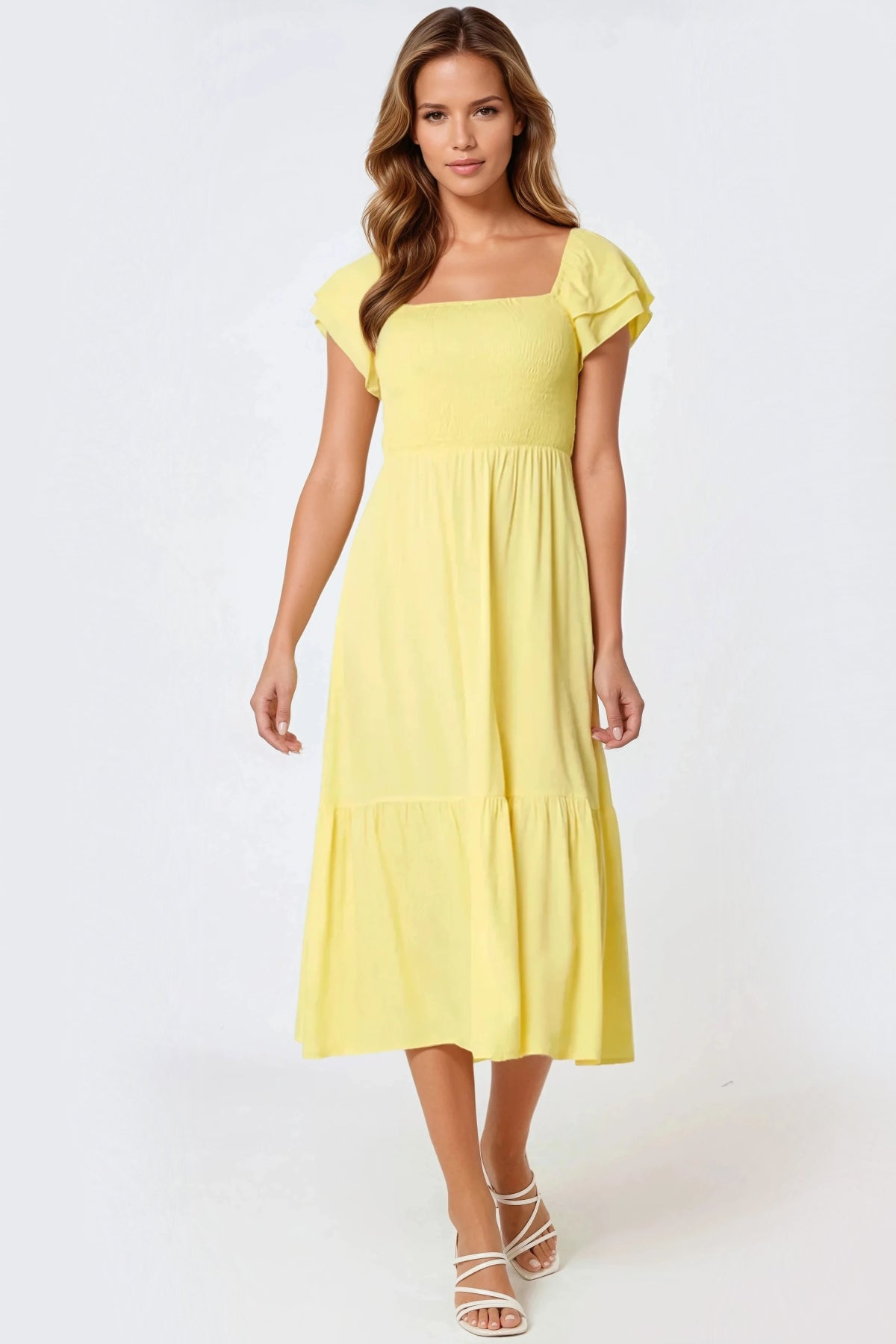 Yellow Smock Midi Dress