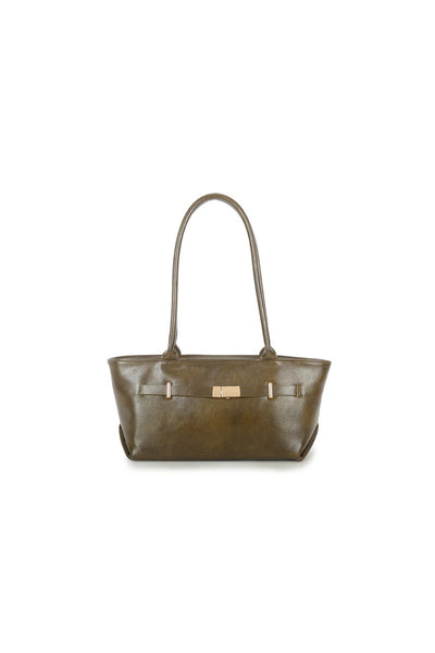 Olive Faux Leather Shoulder Bag