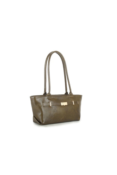 Olive Faux Leather Shoulder Bag