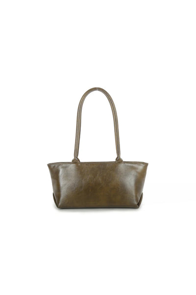 Olive Faux Leather Shoulder Bag