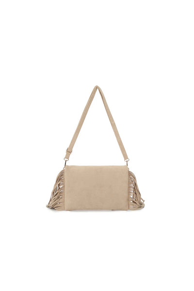 Beige Shoulder Crossbody Fringe Bag