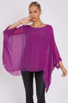 Purple Silk Batwing Sleeve Top Blouse