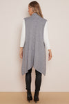 Charcoal Soft Knit Sleeveless Long Cardigan