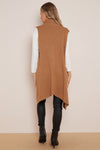 Camel Soft Knit Sleeveless Long Cardigan