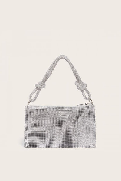 Silver Soft Crystal Mesh Evening Bag