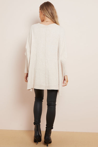 Beige Soft Knit Poncho Jumper