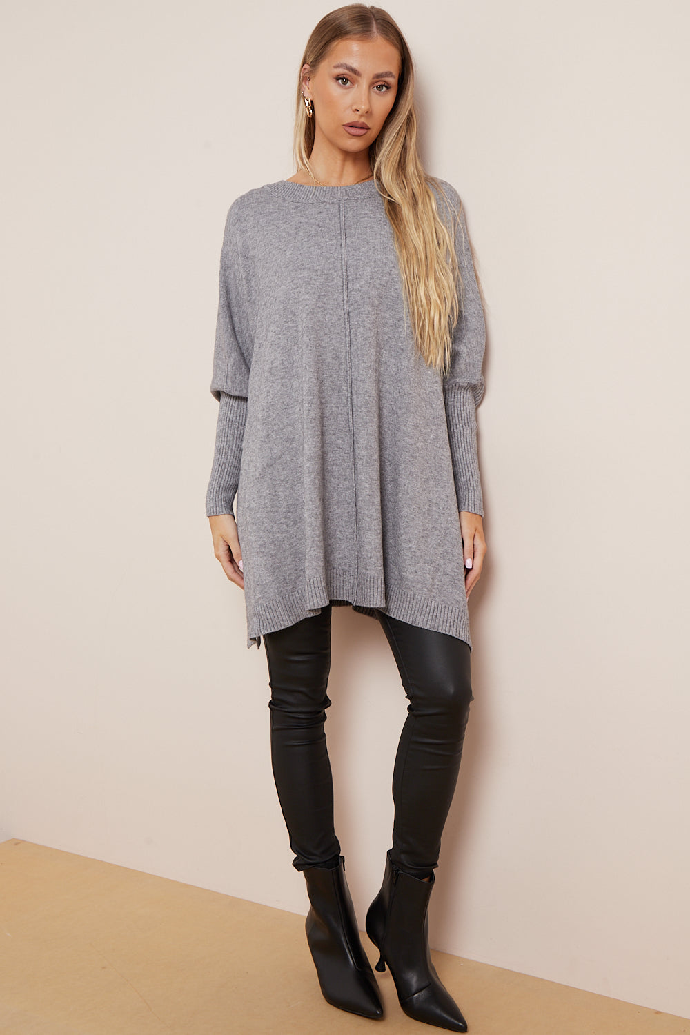 Silver Grey Soft Knit Poncho Jumper