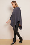 Charcoal Soft Knit Poncho with Star Detail