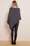 Charcoal Soft Knit Poncho with Star Detail