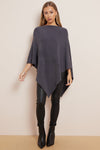 Charcoal Soft Knit Poncho with Star Detail