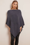 Charcoal Soft Knit Poncho with Star Detail
