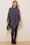 Charcoal Soft Knit Poncho with Star Detail