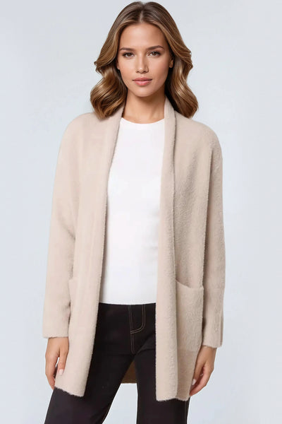 Beige Soft Open Front Cardigan
