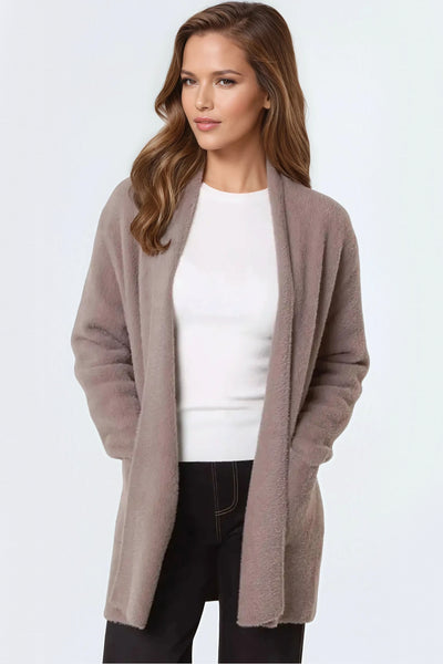 Mocha Soft Open Front Cardigan