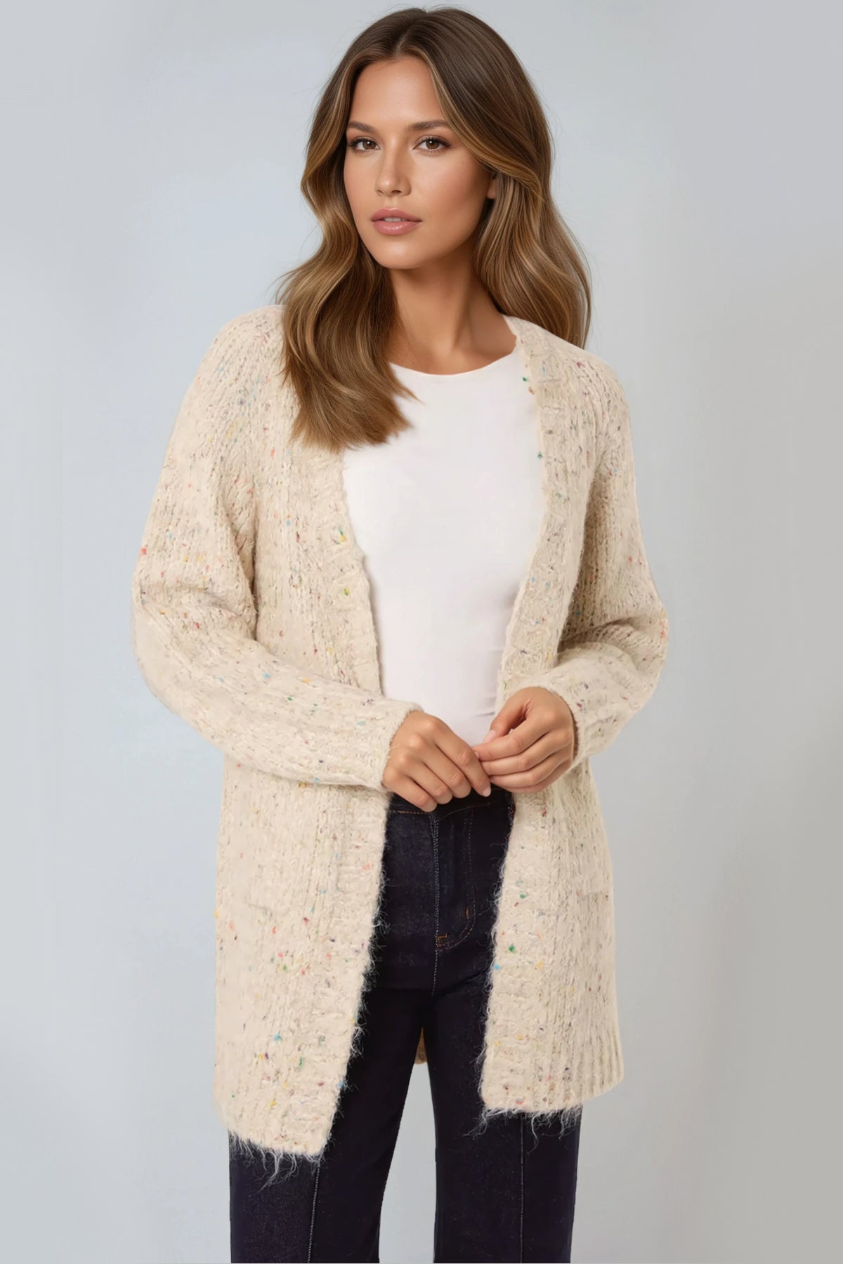 Stone Space Dye Knit Pocket Cardigan