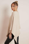 Beige Soft Knit Poncho with Star Detail