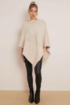 Beige Soft Knit Poncho with Star Detail