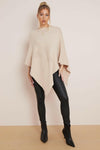 Beige Soft Knit Poncho with Star Detail