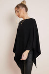 Black Soft Knit Poncho with Star Detail