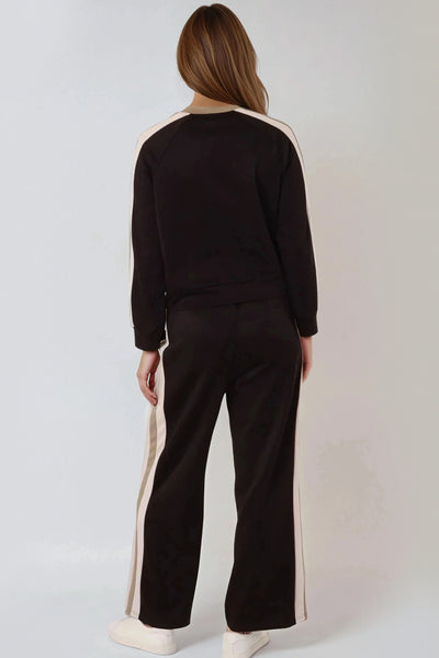 Black Stripe Bomber Jacket & Jogger Set