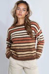 Brown Striped Wool Blend Jumper