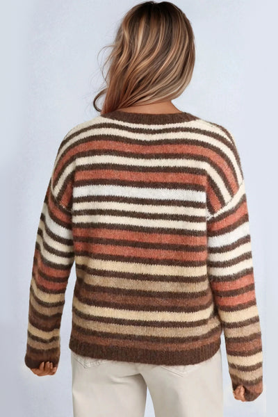 Brown Striped Wool Blend Jumper