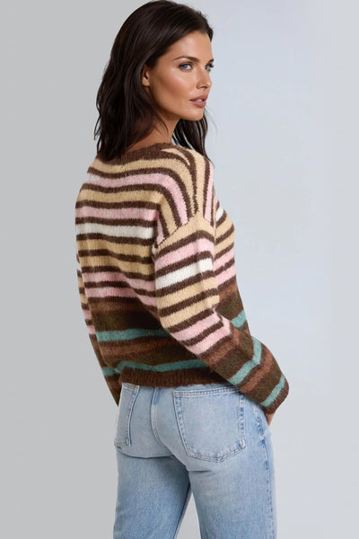 Pink Wool Blend Striped Knitted Jumper