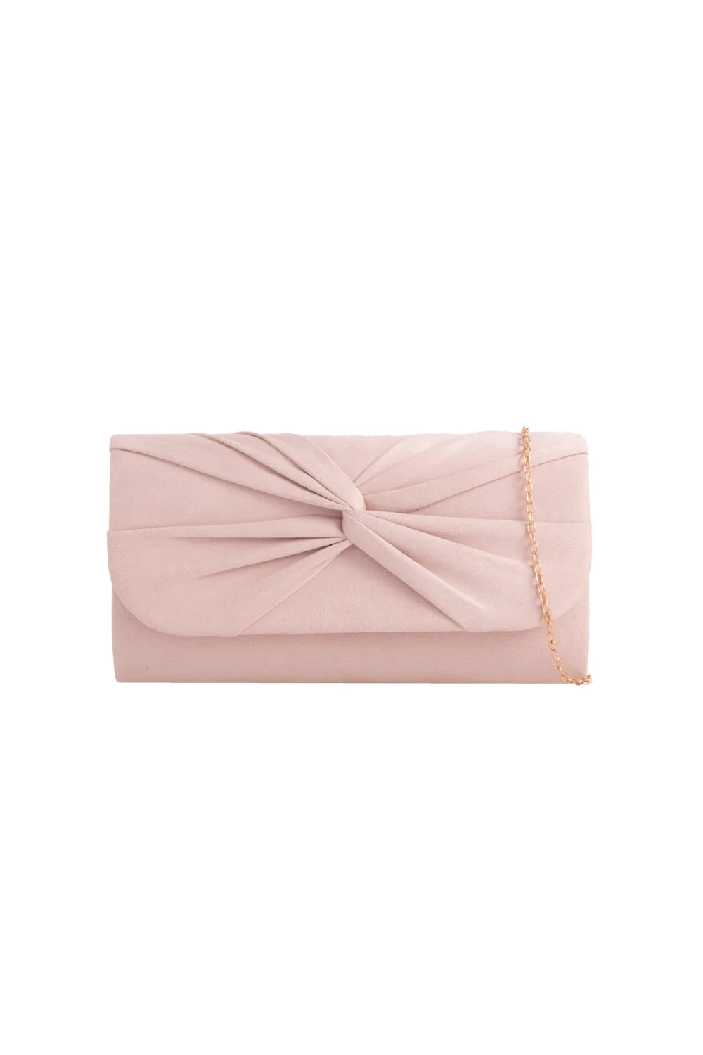 Nude Suede Clutch Bag with Knot Detail
