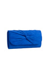 Royal Blue Suede Clutch Bag with Knot Detail
