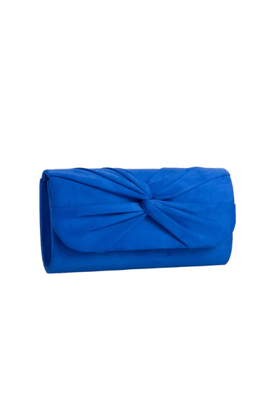 Royal Blue Suede Clutch Bag with Knot Detail