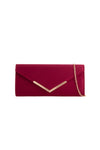 Burgundy Suede Envelope Clutch Bag