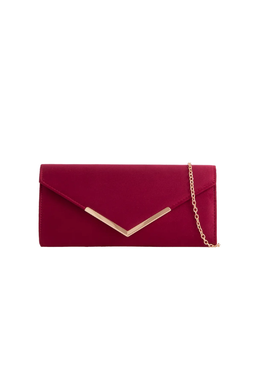 Burgundy Suede Envelope Clutch Bag - Aftershock London