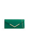 Green Suede Envelope Clutch Bag