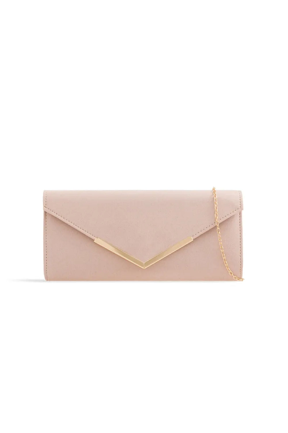 Nude Suede Envelope Clutch Bag