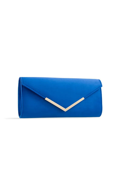 Royal Blue Suede Envelope Clutch Bag