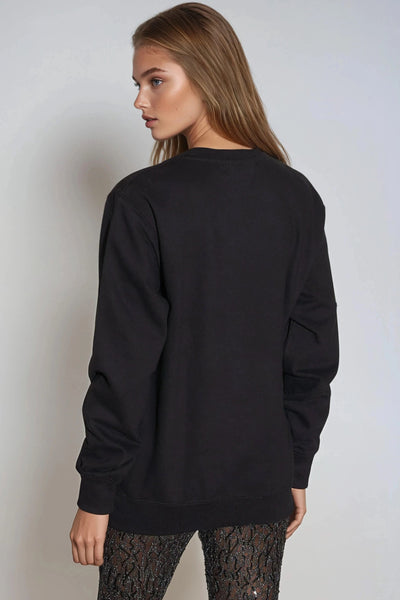 Black Leopard Gold Foil Print Sweatshirt