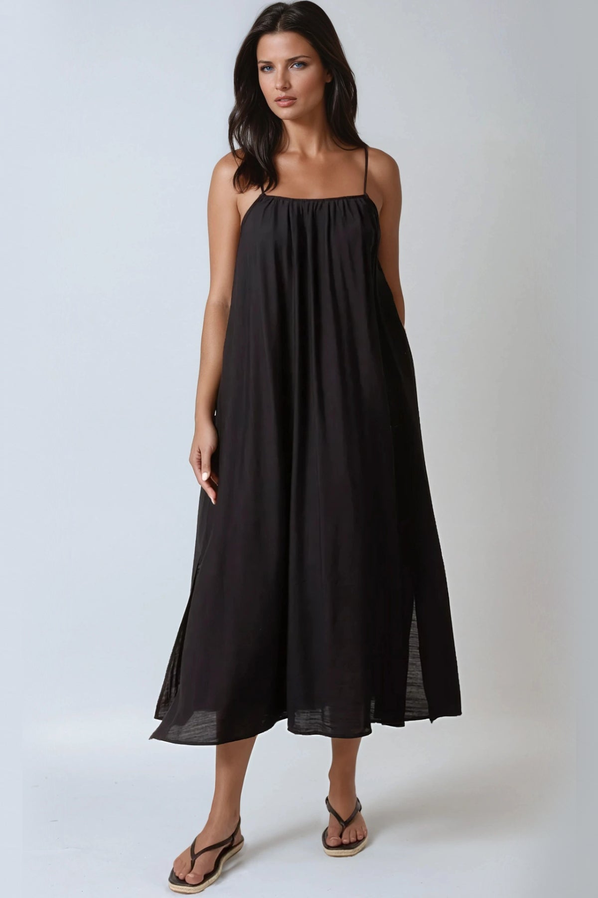 Black Tie Back Cami Maxi Dress