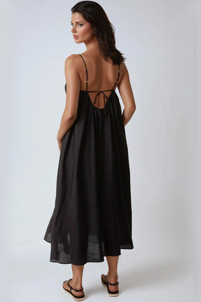 Black Tie Back Cami Maxi Dress