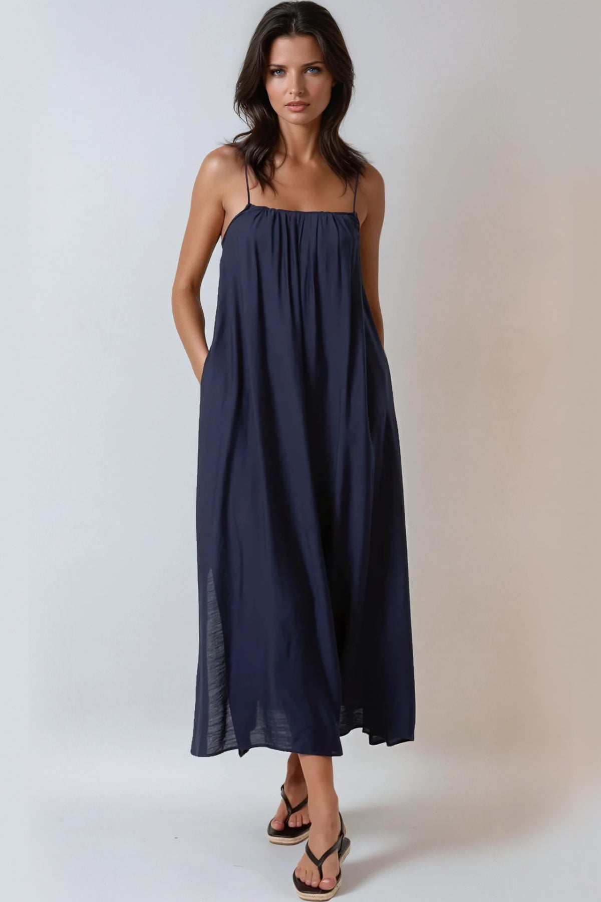 Navy Tie Back Cami Maxi Dress