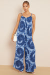 Royal Blue Tie-Dye Strappy Jumpsuit