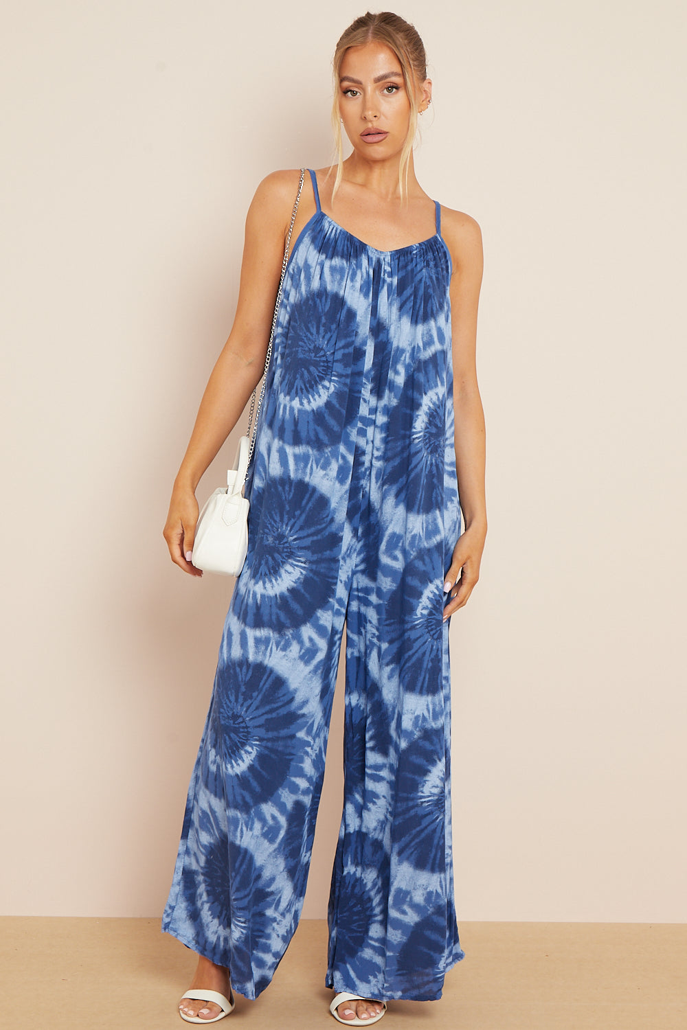 Royal Blue Tie-Dye Strappy Jumpsuit